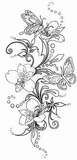 Tattoo Coloring Pages Flowers Swirl Butterfly Flower Butterflies Book Tattoos Swirls Heart Colorful sketch template