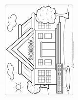 Coloring School Pages Back Kids Worksheets Printable Kindergarten Sheets Easy Preschool Itsybitsyfun Books Activities Choose Board Building Drawing House Crayola sketch template