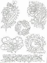Patterns Embroidery Crewel Jacobean Needlework Pattern Linework Color Designs Pages Stitch sketch template