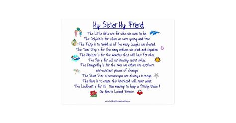 my sister my friend poem with graphics postcard