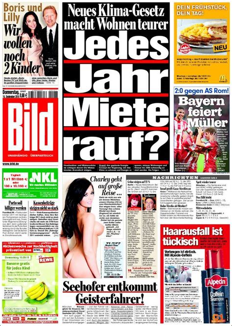 newspaper bild germany newspapers  germany thursdays edition september
