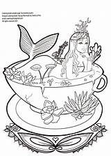 Teacup Mermaids Sweet Adultcoloring sketch template