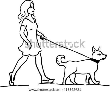 girl walking dog coloring page coloring pages