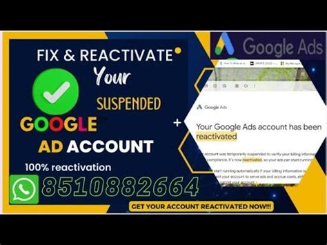 reactivate suspended suspended google adwords accounts reactive
