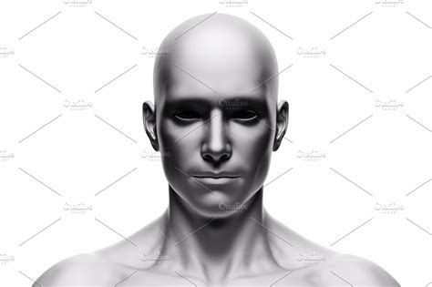 generic human man face front view futuristic high quality