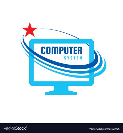 computer system concept business logo template vector image
