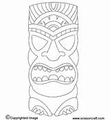 Tiki Coloring Pages Hawaiian Masks Mask Printable Head Template Luau Kids Print Draw Statue Crafts Color Printables Faces Party Clipart sketch template