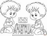 Chess Coloring Pages Ajedrez Colorear Para Dibujo Playing Clipart Game Board Games Book Boys Two Drawing Sheet Jugando Ninos Scrabble sketch template
