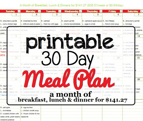 Healthy Meals 30 Day Healthy Meal Plan