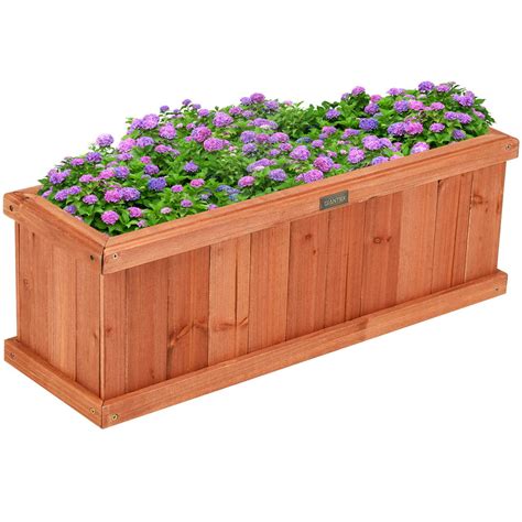wooden flower planter box garden yard decorative window box rectangular walmart