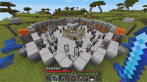 build   raid farm  minecraft easy xp youtube