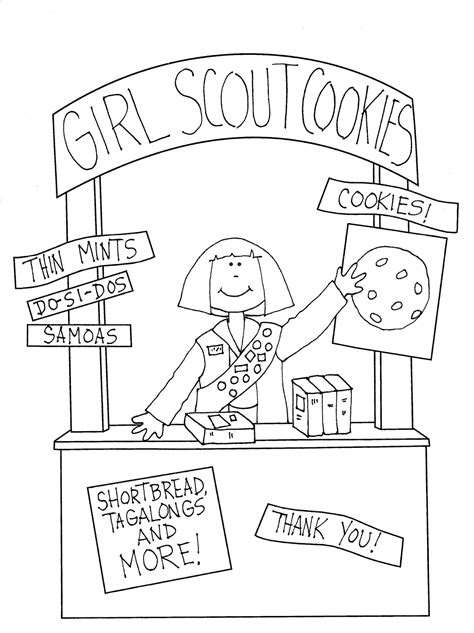 girl scout coloring pages cookies evelynin geneva