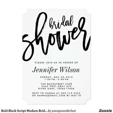 bold black script modern bridal shower invitations zazzle bridal