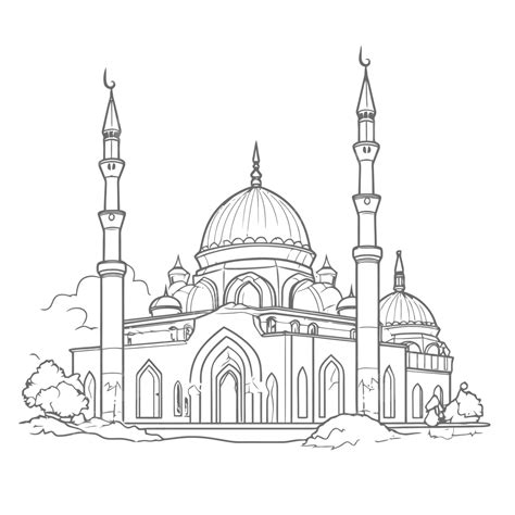mosque coloring pages  white background outline sketch drawing vector