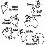 Continents Coloring Map Kids Pages Seven Printable Color Europe Sheet Cut Drawing Colouring Getdrawings Getcolorings Print sketch template