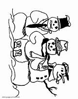 Coloring Pages Snowman Three Snowmen Friends Seasons Kids Printable Weather sketch template