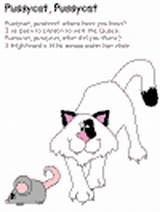 Coloring Pussycat Pages Words Cat Rhymes Teach Dltk sketch template