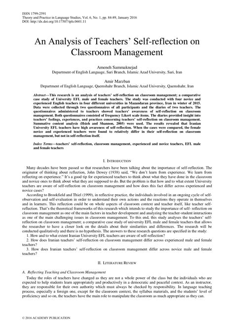 analysis  teachers  reflection  classroom management
