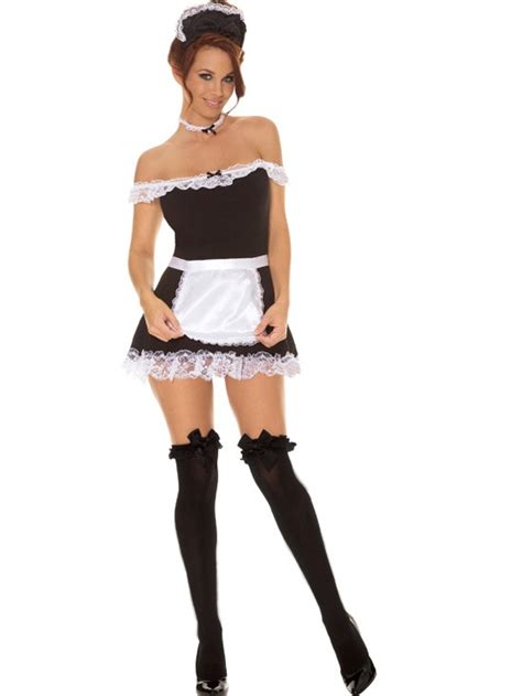 sexy maid dress apron hat women s adult costume french black white 9395