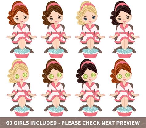 spa girls clipart vector spa girl spa party clipart spa etsy