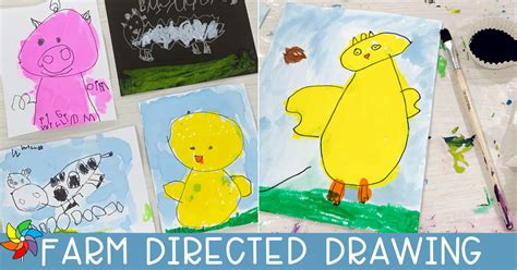 farm animal directed drawing lessons  preschoolers