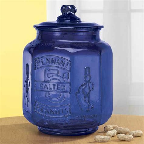 Cobalt Blue Glass Large Peanut Jar For Sale