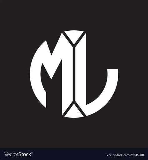 ml logo monogram  piece circle ribbon style vector image