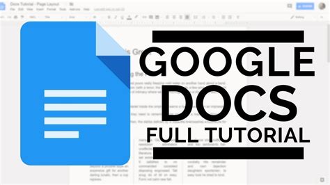 google docs full tutorial youtube
