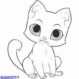 Drawing Kitten Cat Cute Easy Simple Sketch Drawings Cats Line Draw Kids Coloring Step Pages Face Kittens Getdrawings Nyan Anime sketch template