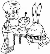 Coloring Pages Squidward Mr Krabs Spongebob Printable Kids Colouring Cartoon Netart Crab Bob Book Sheets Color House Para Colorir Esponja sketch template