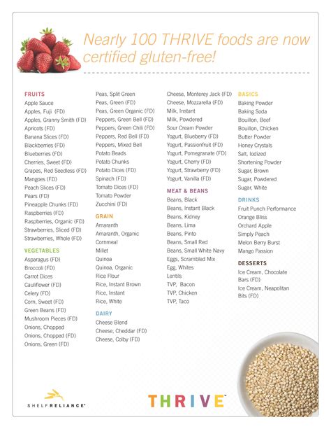 certified gluten  foods save  thrive freeze dried foods
