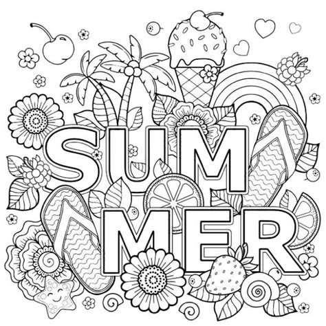summer coloring pages illustrations royalty  vector graphics