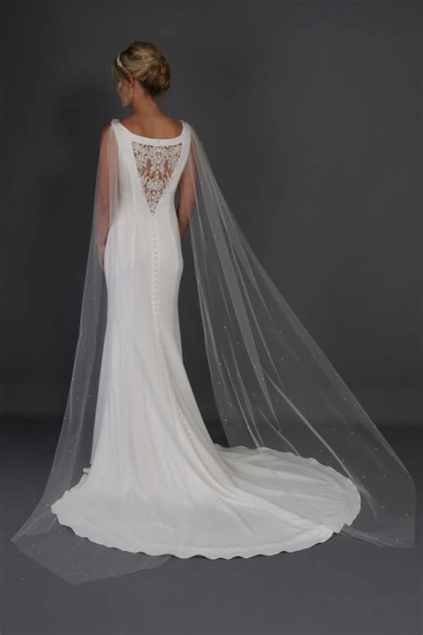 bridal wing veil  pearls richard designs tulle wedding capes
