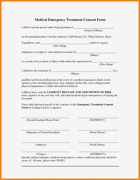 printable medical consent form  printable