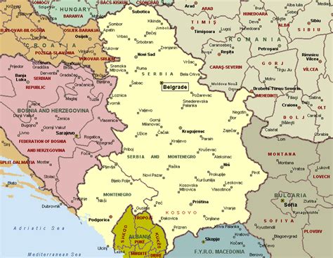 serbia  montenegro map romania maps  views