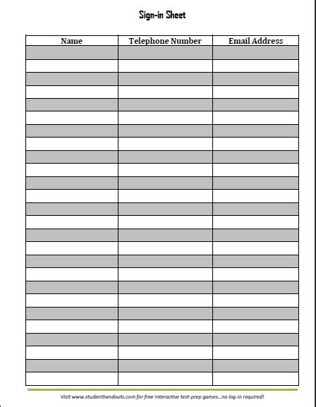 guest  visitor sign  sheet