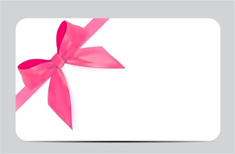plantilla de tarjeta de regalo en blanco  lazo rosa  cinta
