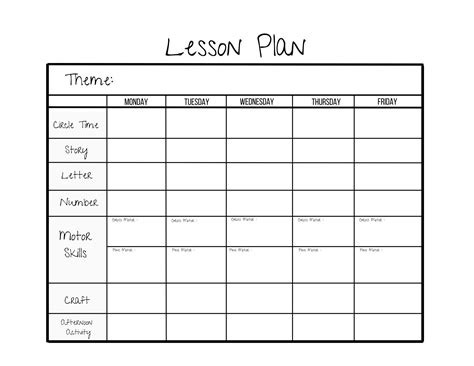 simple weekly lesson plan template preschoolprek kindergartendaycare