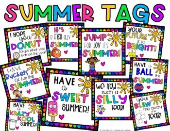 summer gift tags  sunshine  schooltime teachers pay teachers