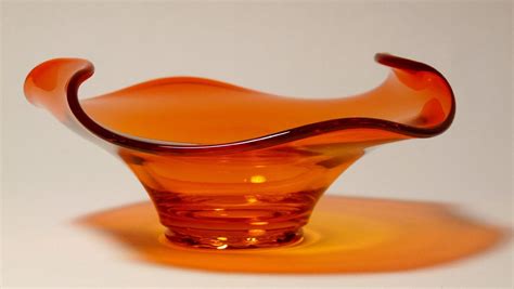 Mid Century Modern Orange Glass Dish