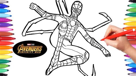 avengers infinity war iron spider coloring pages   draw spiderman