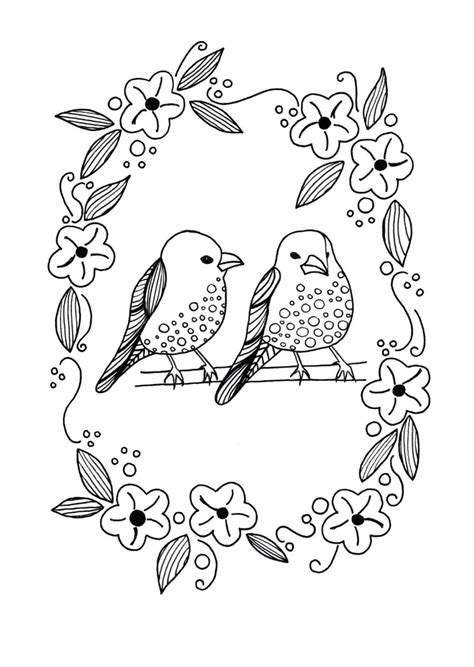 birds   floral wreath adult coloring page thriftyfun