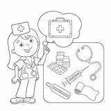 Aid Coloring First Pages Medical Kit Kool Cartoon Doctor Man Outline Kids Drawing Printable Band Stock Illustration Book Getdrawings Getcolorings sketch template
