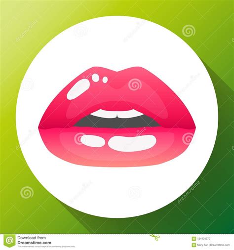 red lips vector illustration of womans lips of half open