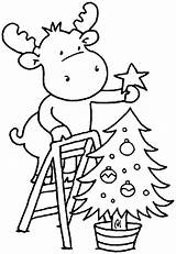 Christmas Coloring Reindeer Tree Decorating Printable Pages Kids Description Toddler sketch template