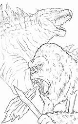 Kong Coloring Godzilla Gorilla Gorila Monstruos sketch template
