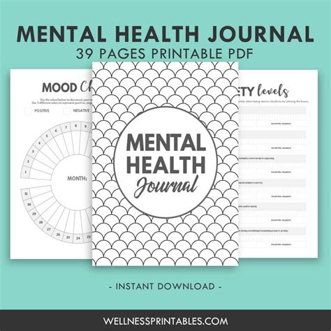 mental health journal printable wellness printables