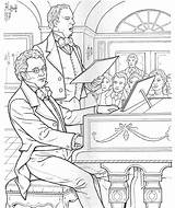 Coloring Schubert Composer sketch template