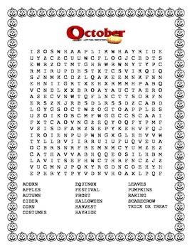 october word search printable