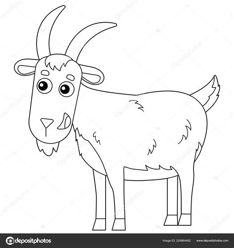 coloring page outline  cartoon goat farm animals coloring book